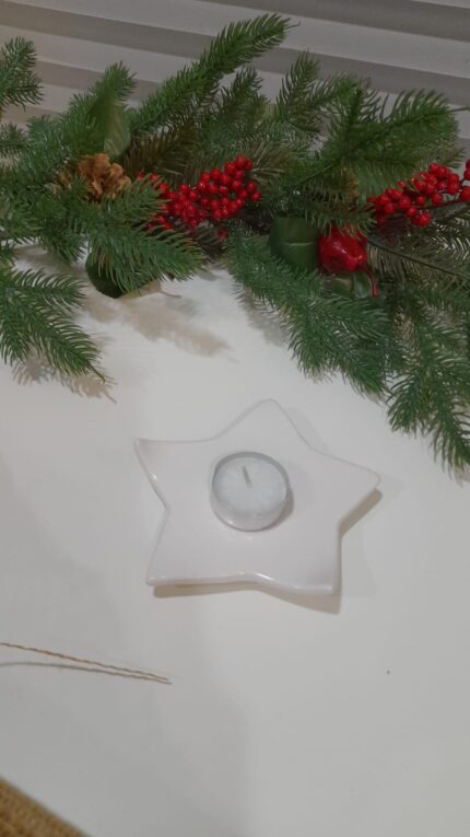 Porta Candela Stella Bianca diam.12 cm