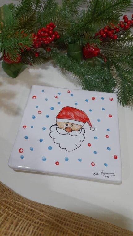 Sottopentola in Ceramica Babbo Natale 16x16cm