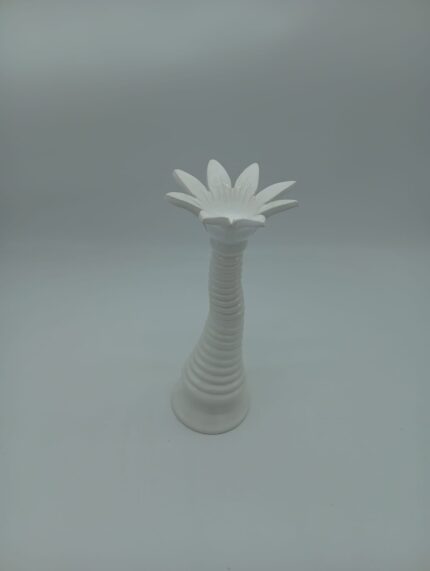 Porta Candela a fiore H. 20cm Bianco Satinato