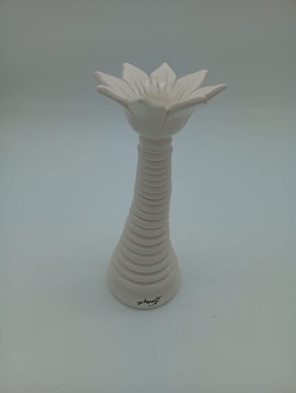 Porta Candela  a Fiore H. 20 cm Tortora Satinato