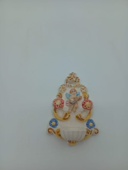 Acquasantiera angelo in ceramica